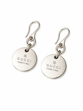 Authentic GUCCI Retired Round Dangle‎ Earrings With Box & Pouch Sterling Silver